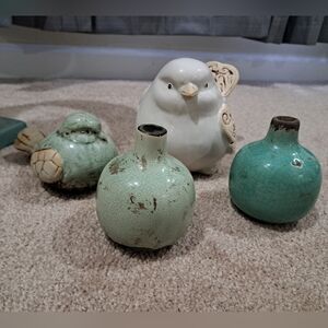 Ceramic Birds And Bud Vases Home Decor Set